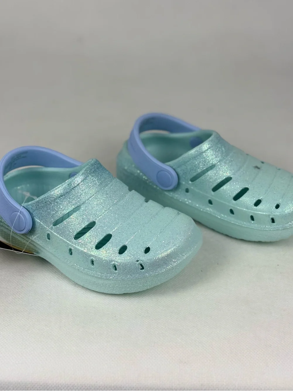 Rugged Shark Girls EVA Clogs Mint Glitter Size 7 NEW
